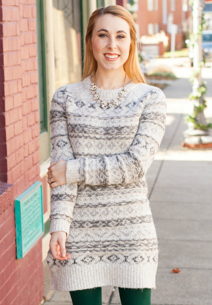 Fair Isle Sweater Dress & Green Tights + $1000 Nordstrom Giveaway {CLOSED}  - CLASSY SASSY