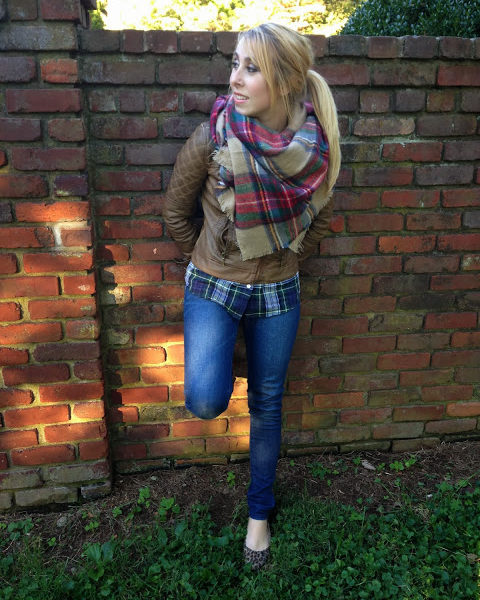 blanket scarf leather jacket