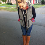 Fall Weather and Layers:  Plaid, Vest, Boots, and Tassels