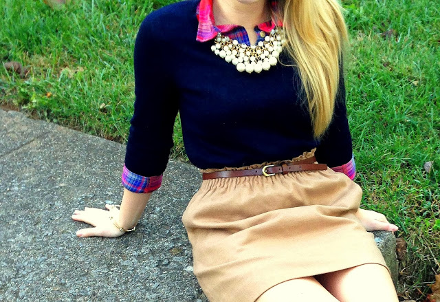 matching plaid camel skirt