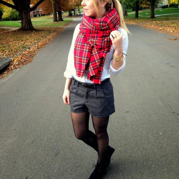 stewart tartan shorts blanket scarf herringbone shorts