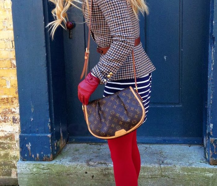 herringbone blazer striped dress preppy fall