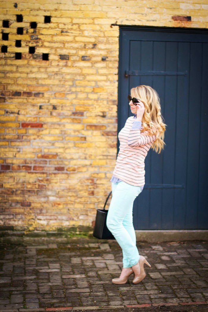 blush mint stripes