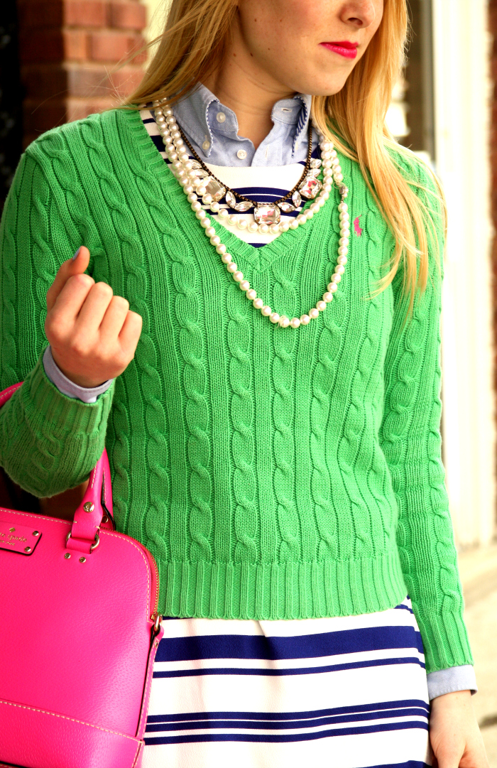 green sweater stripes
