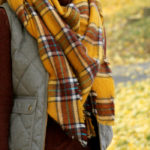 Golden Blanket Scarf, Cable Knit Turtleneck & Vest