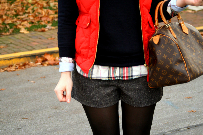 red vest plaid tweed