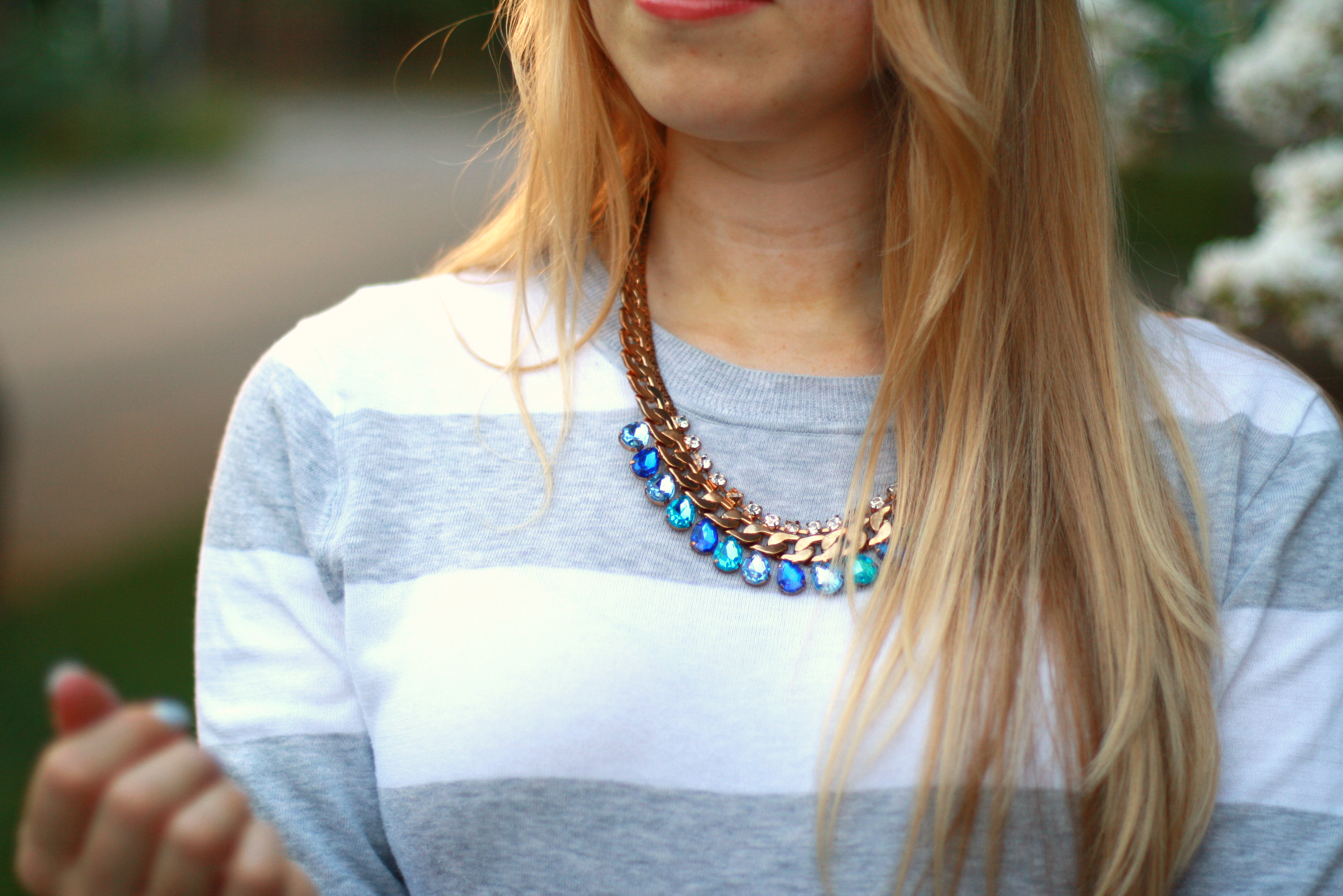 grey striped sweater