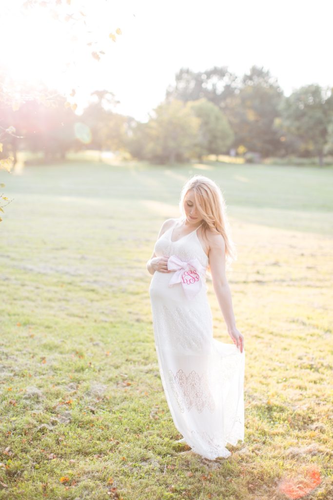 maternity photos monogram bow sash