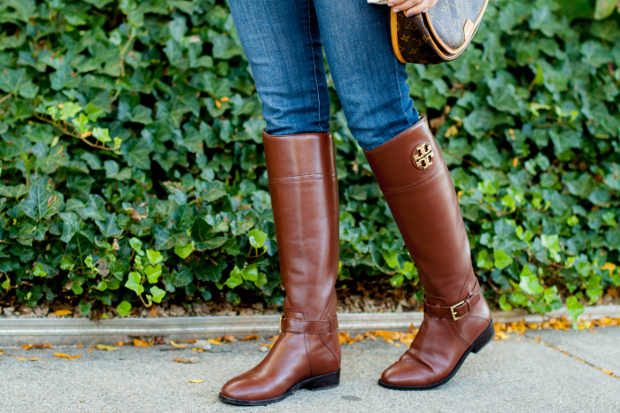 pink gingham tory burch riding boots