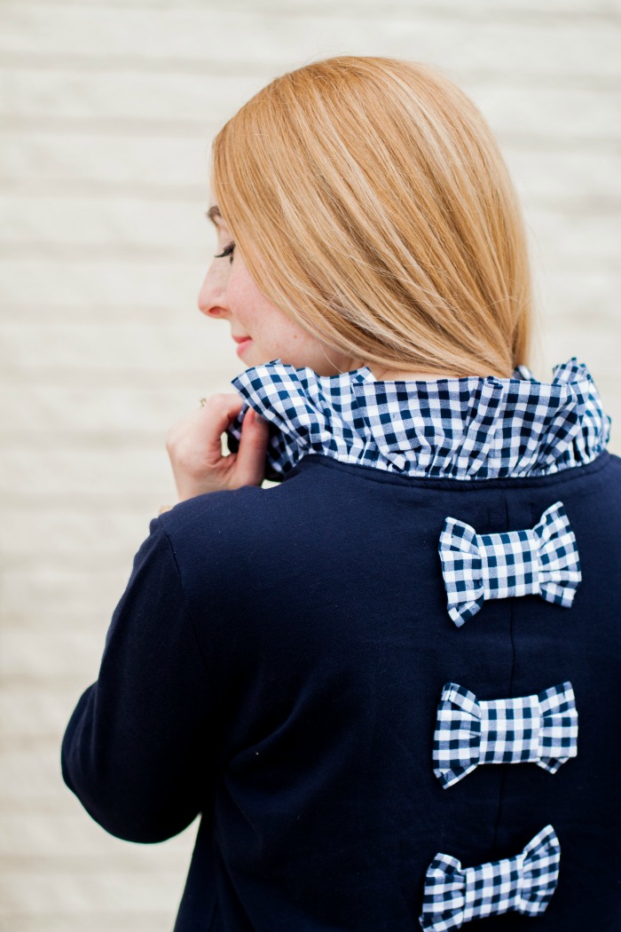 ruffle gingham bow back sweatshirt elizabeth wilson designs