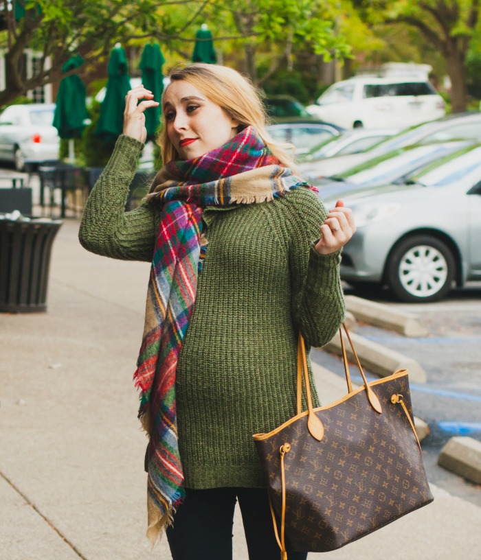 olive tunic blanket scarf maternity preppy fall target zara plaid