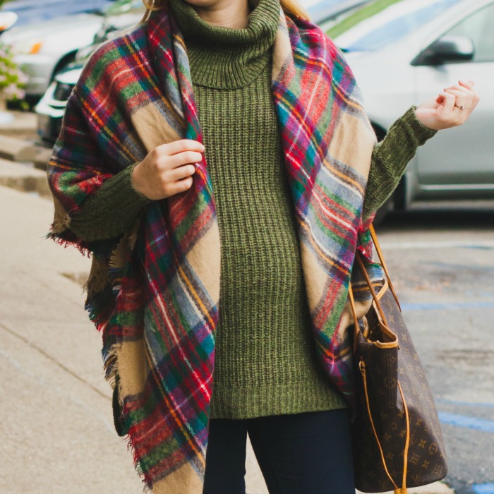 olive tunic blanket scarf maternity preppy fall target zara plaid