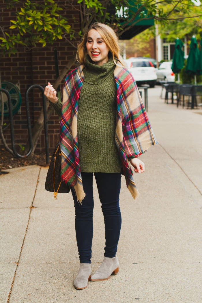 olive tunic blanket scarf maternity preppy fall target zara plaid