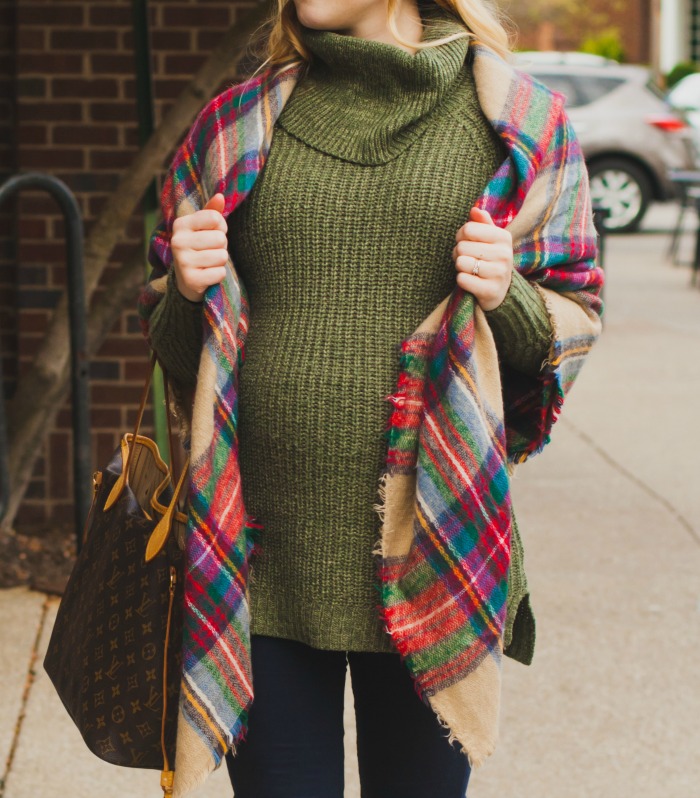 olive tunic blanket scarf maternity preppy fall target zara plaid