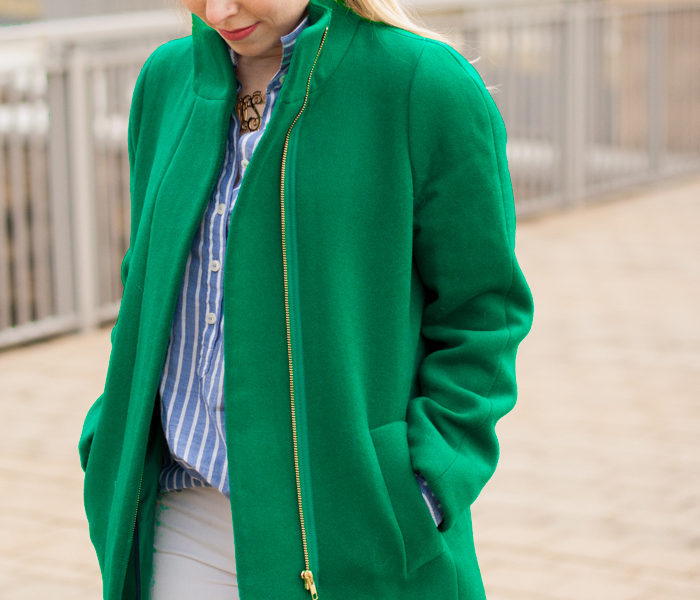 green wool coat j.crew preppy winter