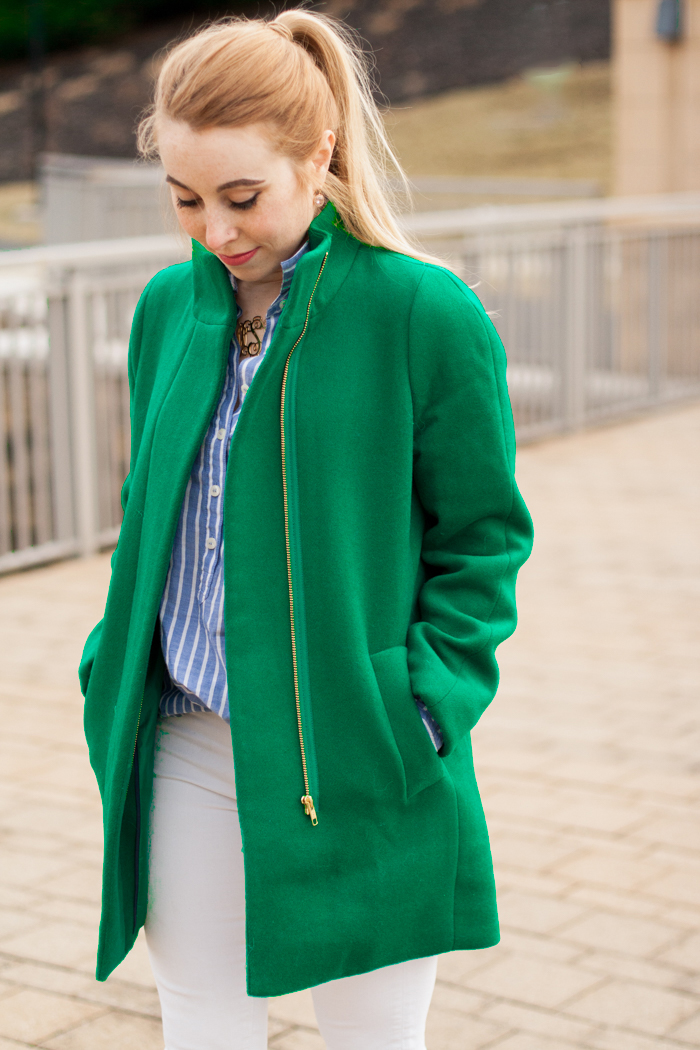 green wool coat j.crew preppy winter